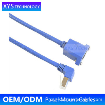 XYS TECH Cat5E Down Angle RJ45 male to RJ45 female Panel Mount Cable/